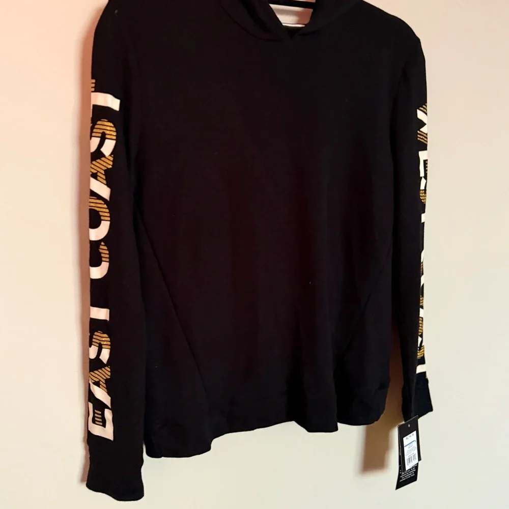 Girls XL Black Hoodie 14–16 Graphic Sleeves NWT